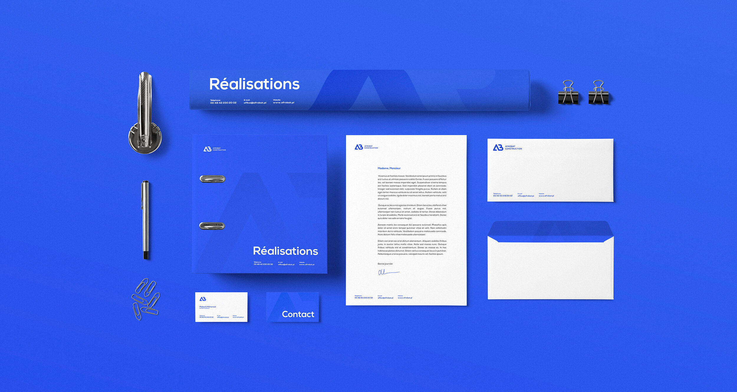 Afrobat Construction — blue branding